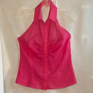 Moda International Bright Pink Collared Blouse